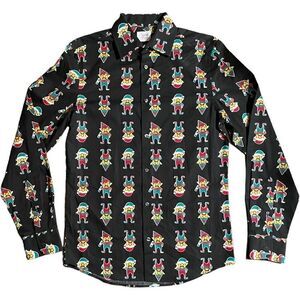 NWT North Pole Mens S Christmas Shirt Elf Macho Mustache Button Down Holiday